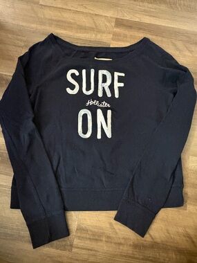 Hollister Navy Crewneck Sweatshirt with Maroon Logo